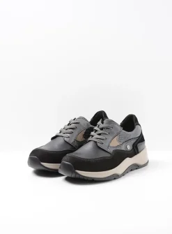 DAMES Wolky Lage Veterschoenen|Wandelschoenen<Sappho - zwart combi leer