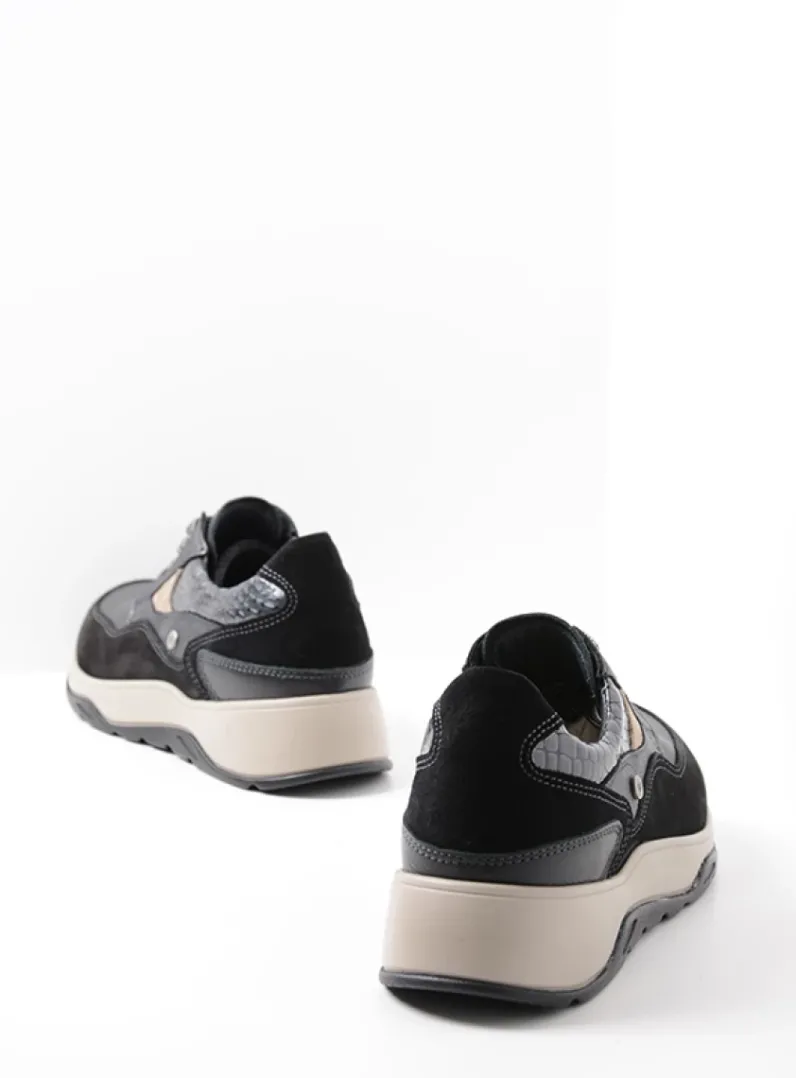 DAMES Wolky Lage Veterschoenen|Wandelschoenen<Sappho - zwart combi leer