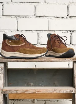 DAMES Wolky Hoge Veterschoenen|Wandelschoenen<Scone - taupe combi leer