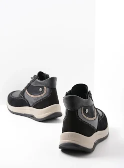 DAMES Wolky Hoge Veterschoenen|Wandelschoenen<Scone - zwart combi leer