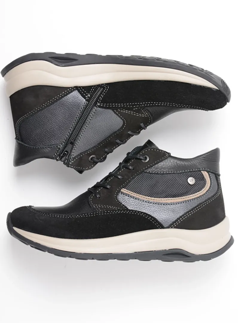 DAMES Wolky Hoge Veterschoenen|Wandelschoenen<Scone - zwart combi leer