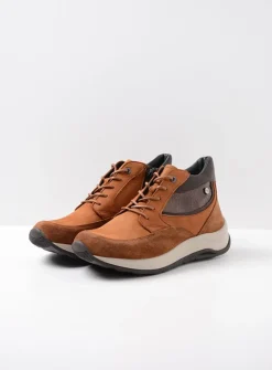 DAMES Wolky Hoge Veterschoenen|Wandelschoenen<Scone WR - cognac combi leer