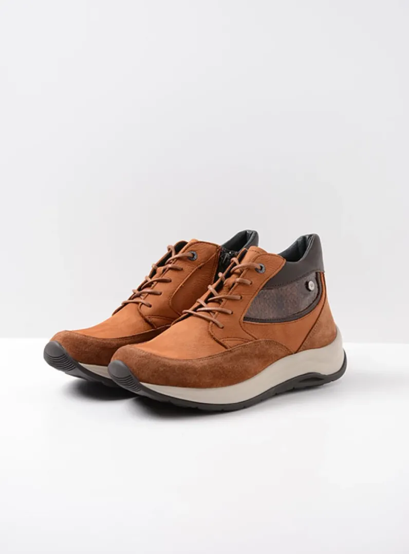 DAMES Wolky Hoge Veterschoenen|Wandelschoenen<Scone WR - cognac combi leer