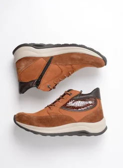 DAMES Wolky Hoge Veterschoenen|Wandelschoenen<Scone WR - cognac combi leer