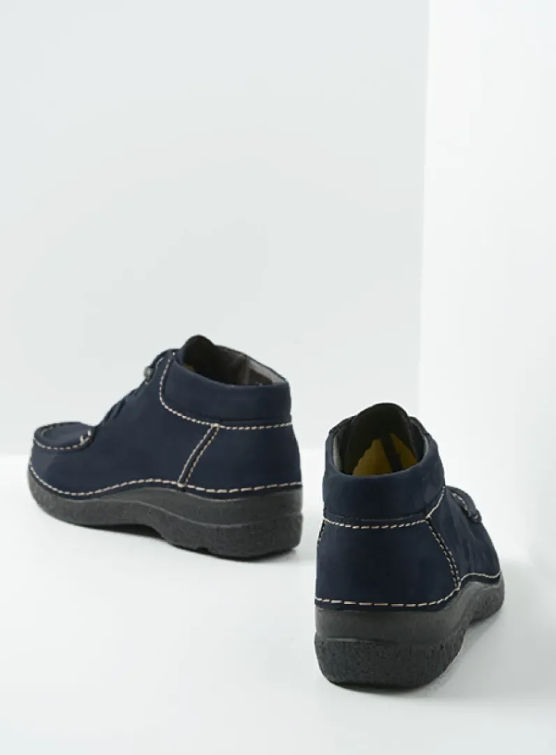DAMES Wolky Hoge Veterschoenen|Herfst/Winter<Seamy Moc - blauw nubuck