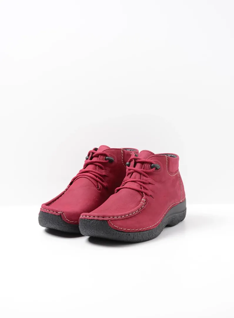 DAMES Wolky Hoge Veterschoenen|Herfst/Winter<Seamy Moc - bordeauxrood nubuck