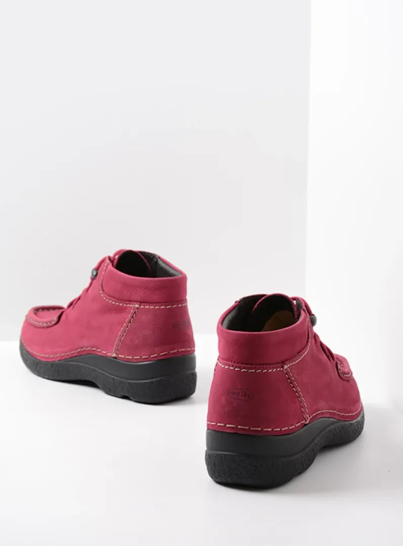 DAMES Wolky Hoge Veterschoenen|Herfst/Winter<Seamy Moc - bordeauxrood nubuck