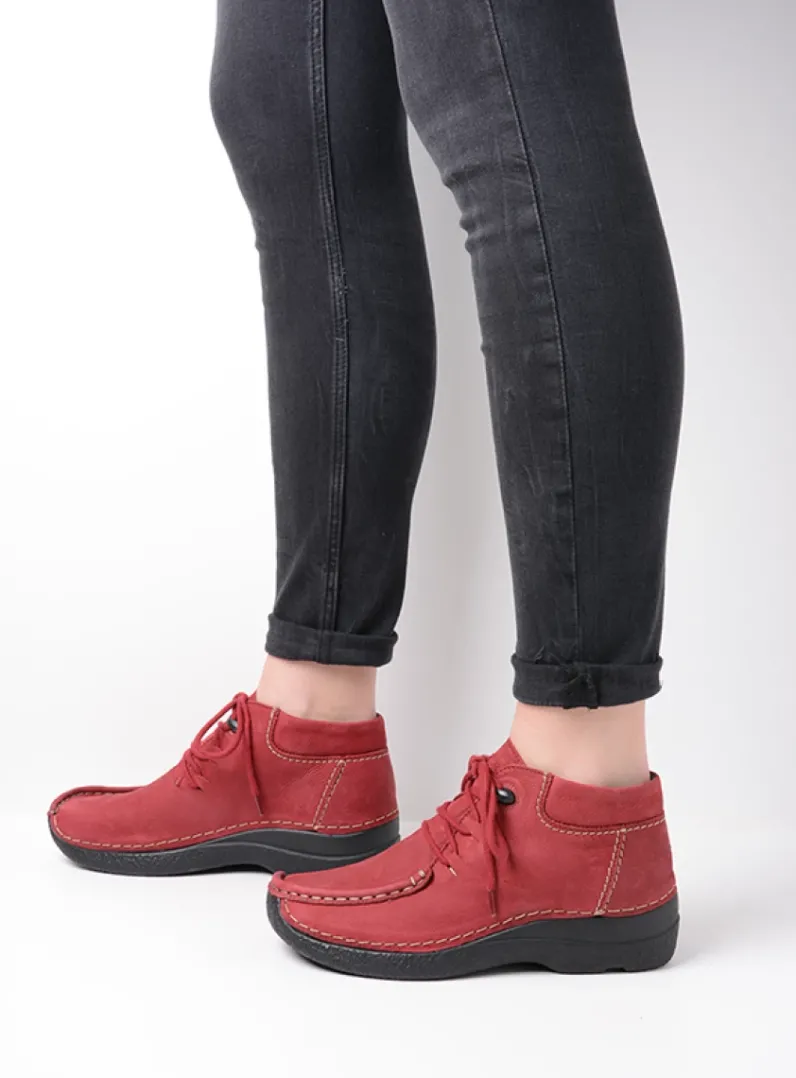 DAMES Wolky Hoge Veterschoenen|Herfst/Winter<Seamy Moc - bordeauxrood nubuck