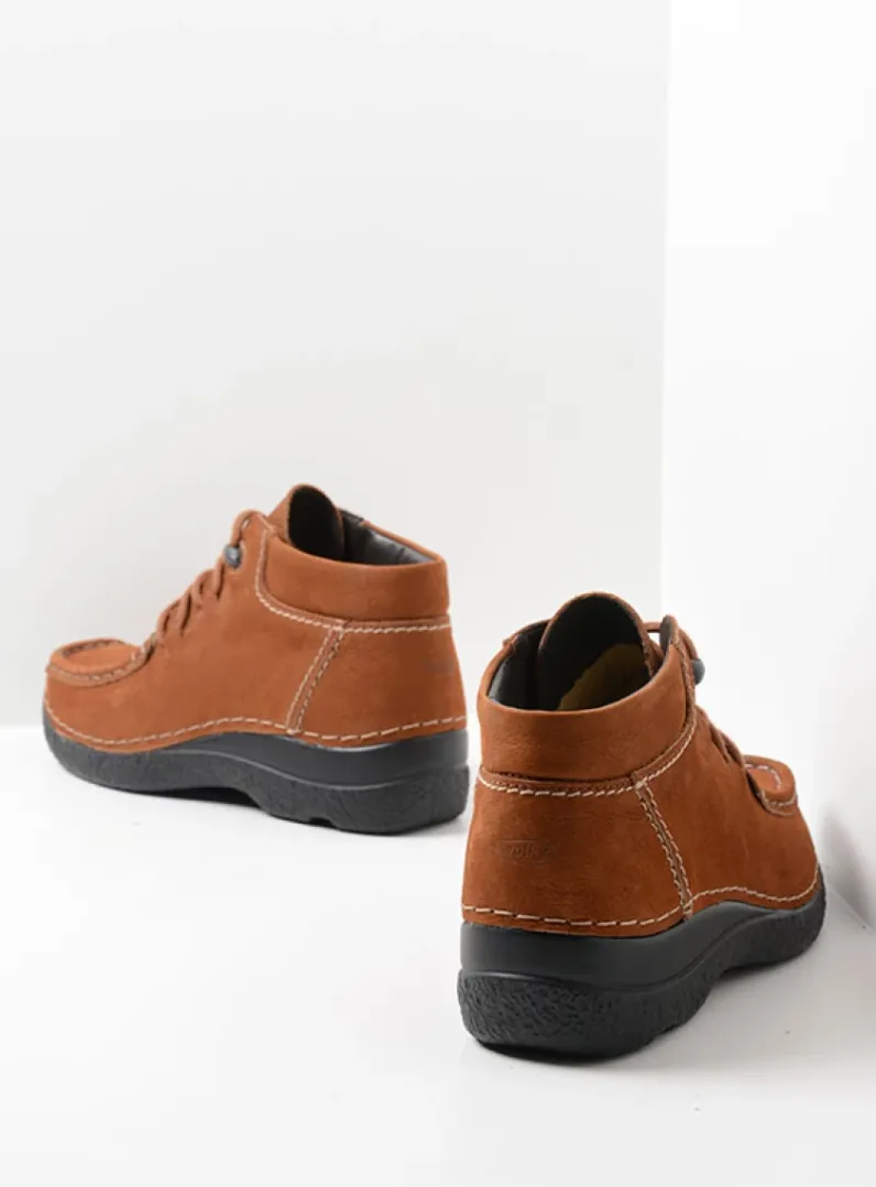 DAMES Wolky Hoge Veterschoenen|Herfst/Winter<Seamy Moc - cognac nubuck