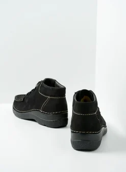 DAMES Wolky Hoge Veterschoenen|Herfst/Winter<Seamy Moc - zwart nubuck