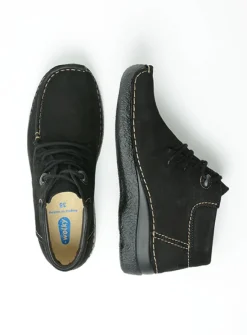 DAMES Wolky Hoge Veterschoenen|Herfst/Winter<Seamy Moc - zwart nubuck