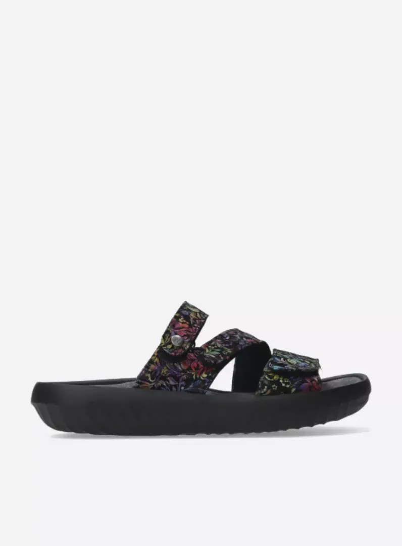 DAMES Wolky Slippers<Sense - zwart/multi flower nubuck