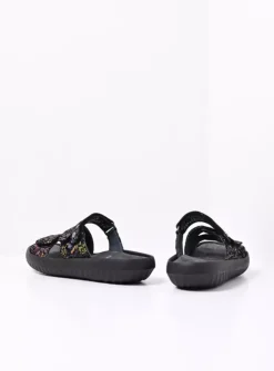DAMES Wolky Slippers<Sense - zwart/multi flower nubuck