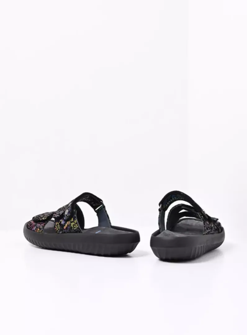 DAMES Wolky Slippers<Sense - zwart/multi flower nubuck