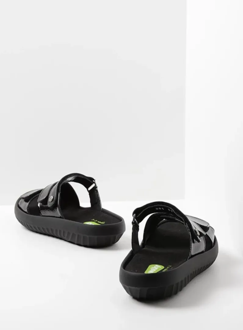 DAMES Wolky Slippers<Sense Vegan - zwart vegan lak