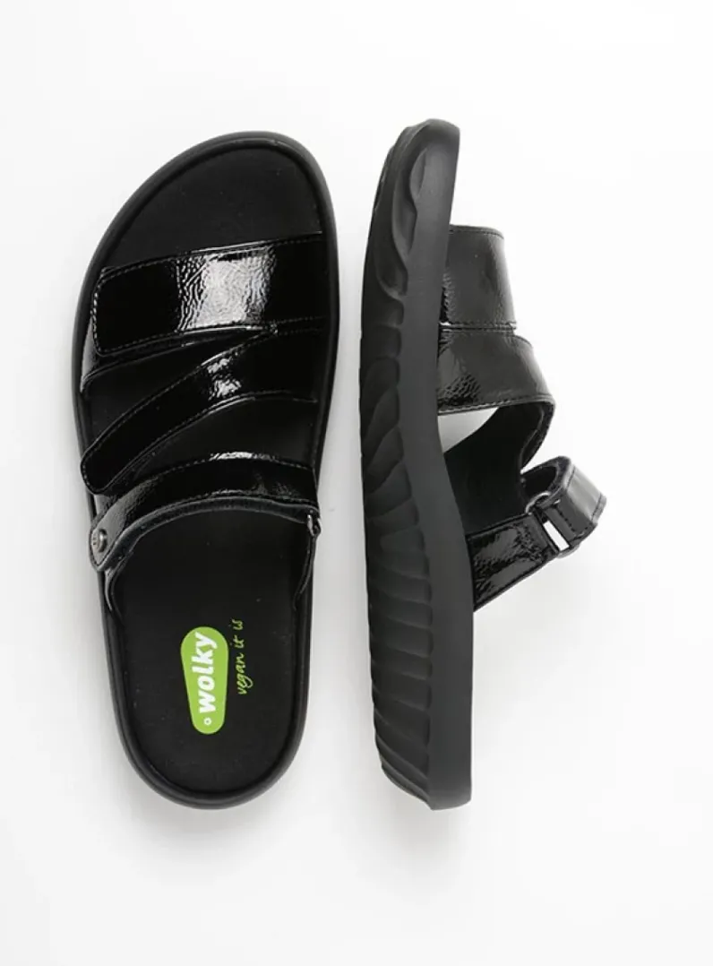 DAMES Wolky Slippers<Sense Vegan - zwart vegan lak