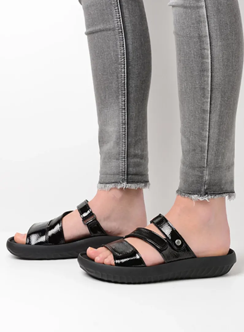DAMES Wolky Slippers<Sense Vegan - zwart vegan lak