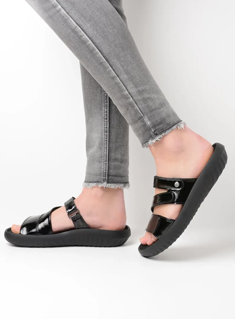 DAMES Wolky Slippers<Sense Vegan - zwart vegan lak