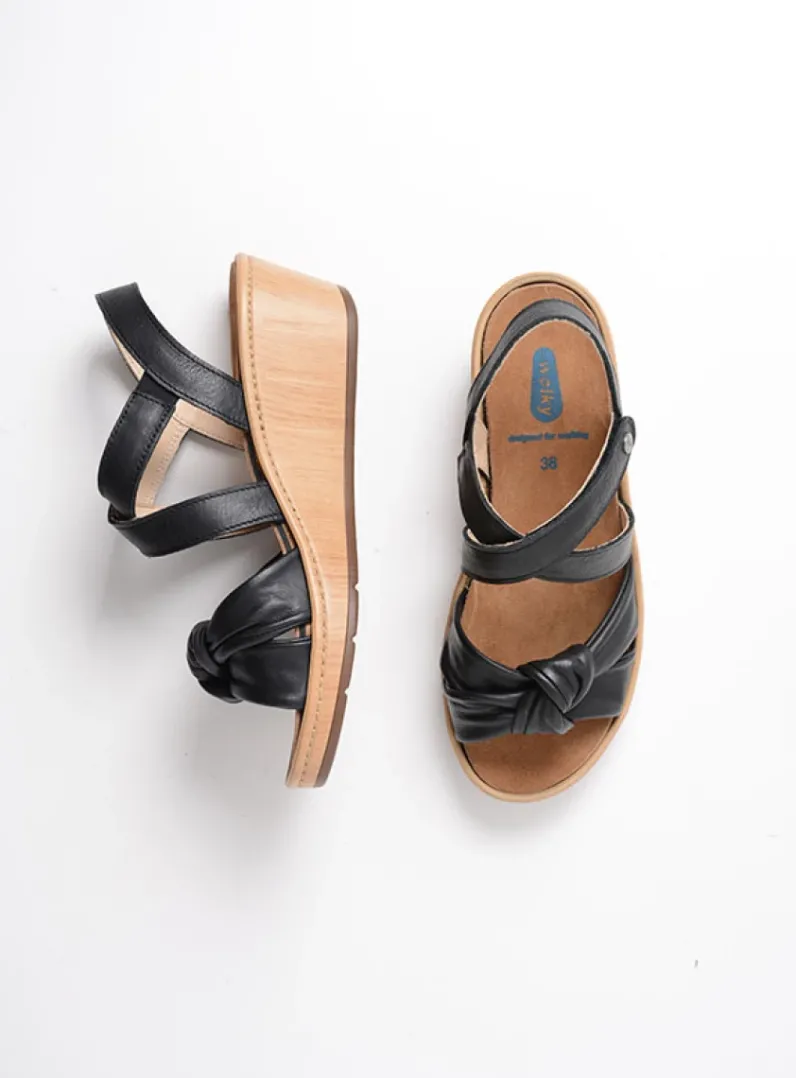 DAMES Wolky Sandalen<Sisal - zwart leer
