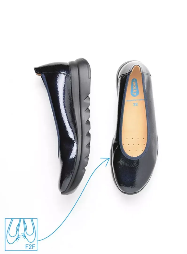 DAMES Wolky Instappers<Snallerina F2F - blauw lak biocare