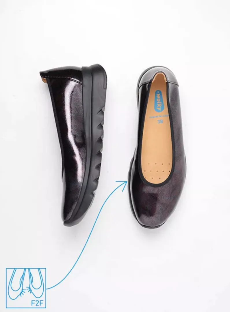 DAMES Wolky Instappers<Snallerina F2F - bordeaux lak biocare