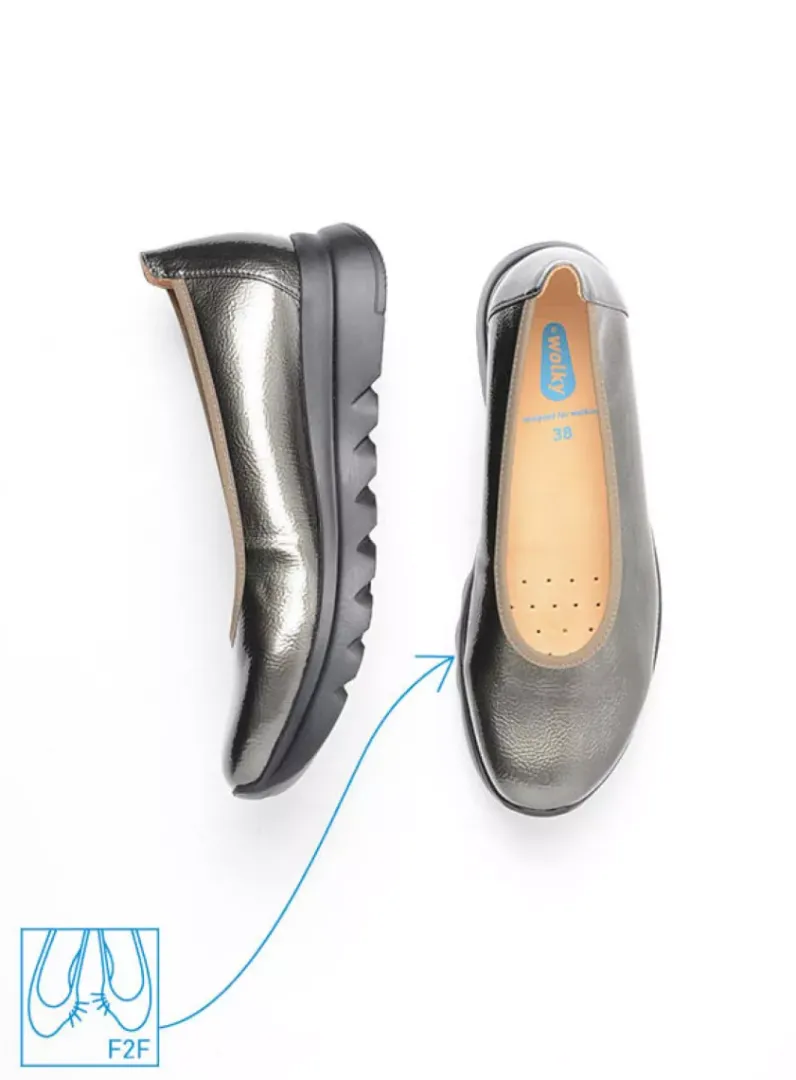 DAMES Wolky Instappers<Snallerina F2F - groen lak biocare