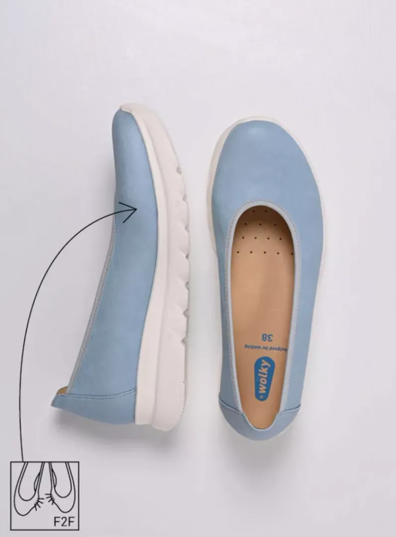 DAMES Wolky Instappers<Snallerina F2F - lichtblauw biocare