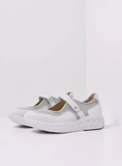 DAMES Wolky Wandelschoenen|Bandschoenen<Spring S2F - wit/grijsgroen combi stretchleer