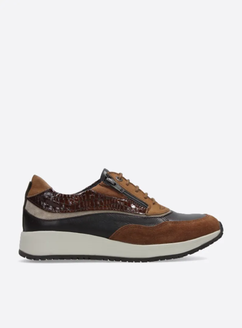 DAMES Wolky Lage Veterschoenen|Sneakers<Sprint - cognac combi leer