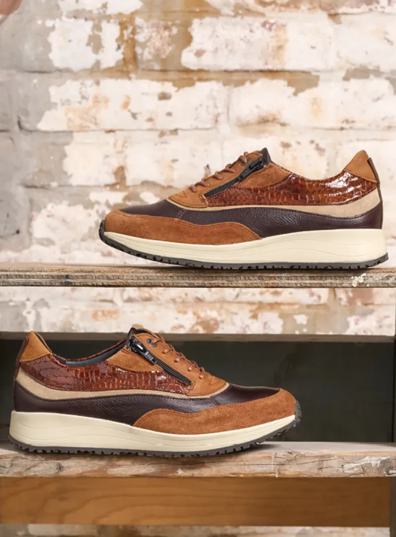 DAMES Wolky Lage Veterschoenen|Sneakers<Sprint - cognac combi leer