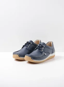 DAMES Wolky Lage Veterschoenen|Sneakers<Taranta - blauw leer