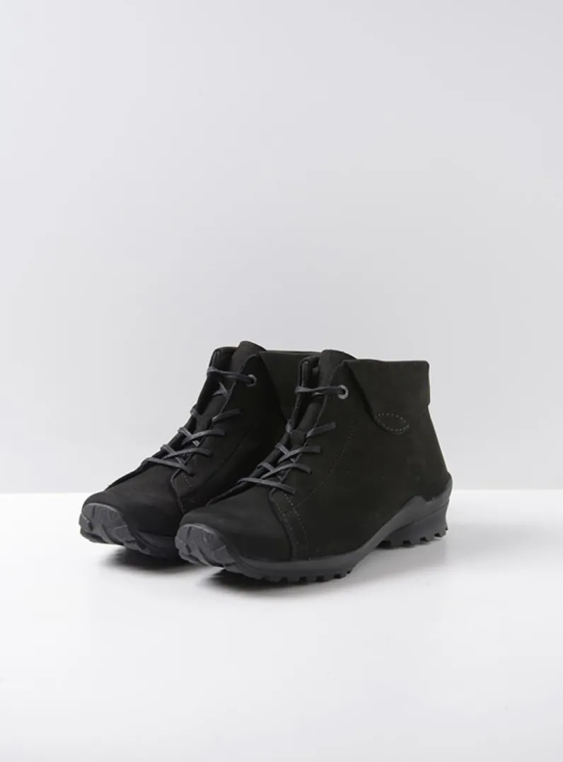 DAMES Wolky Hoge Veterschoenen|Herfst/Winter<Teton - zwart nubuck