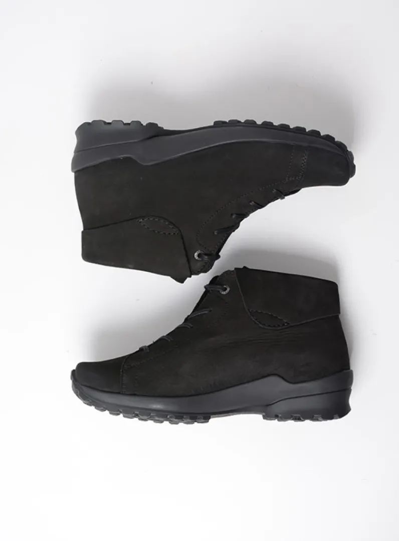 DAMES Wolky Hoge Veterschoenen|Herfst/Winter<Teton - zwart nubuck