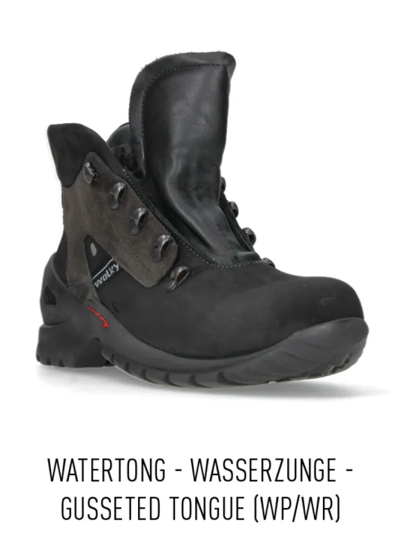 DAMES Wolky Hoge Veterschoenen|Wandelschoenen<Traction WP - zwart nubuck