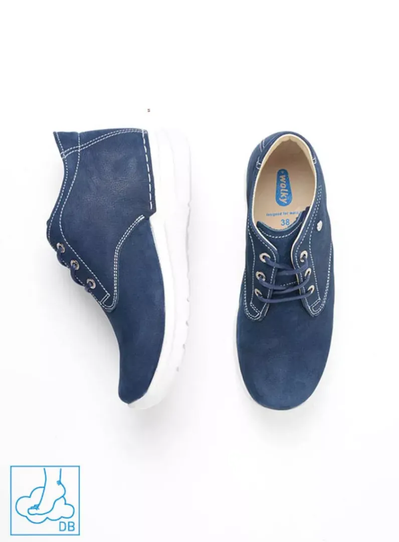 DAMES Wolky Hoge Veterschoenen|Wandelschoenen<Truth DB - denim nubuck