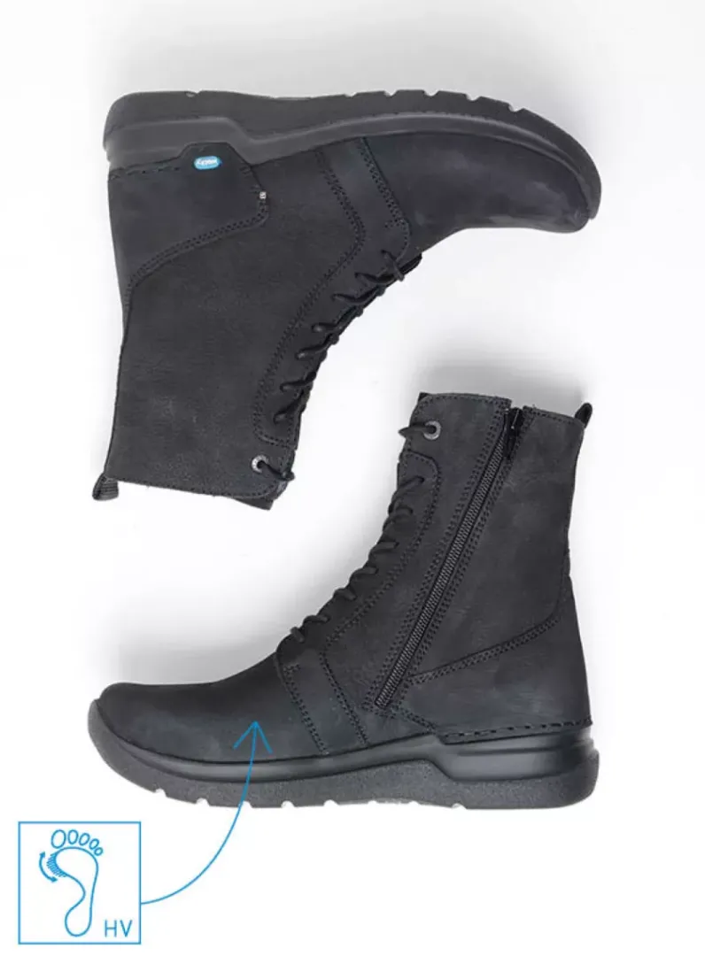 DAMES Wolky Hoge Veterschoenen|Veterlaarzen<Viper HV - zwart nubuck