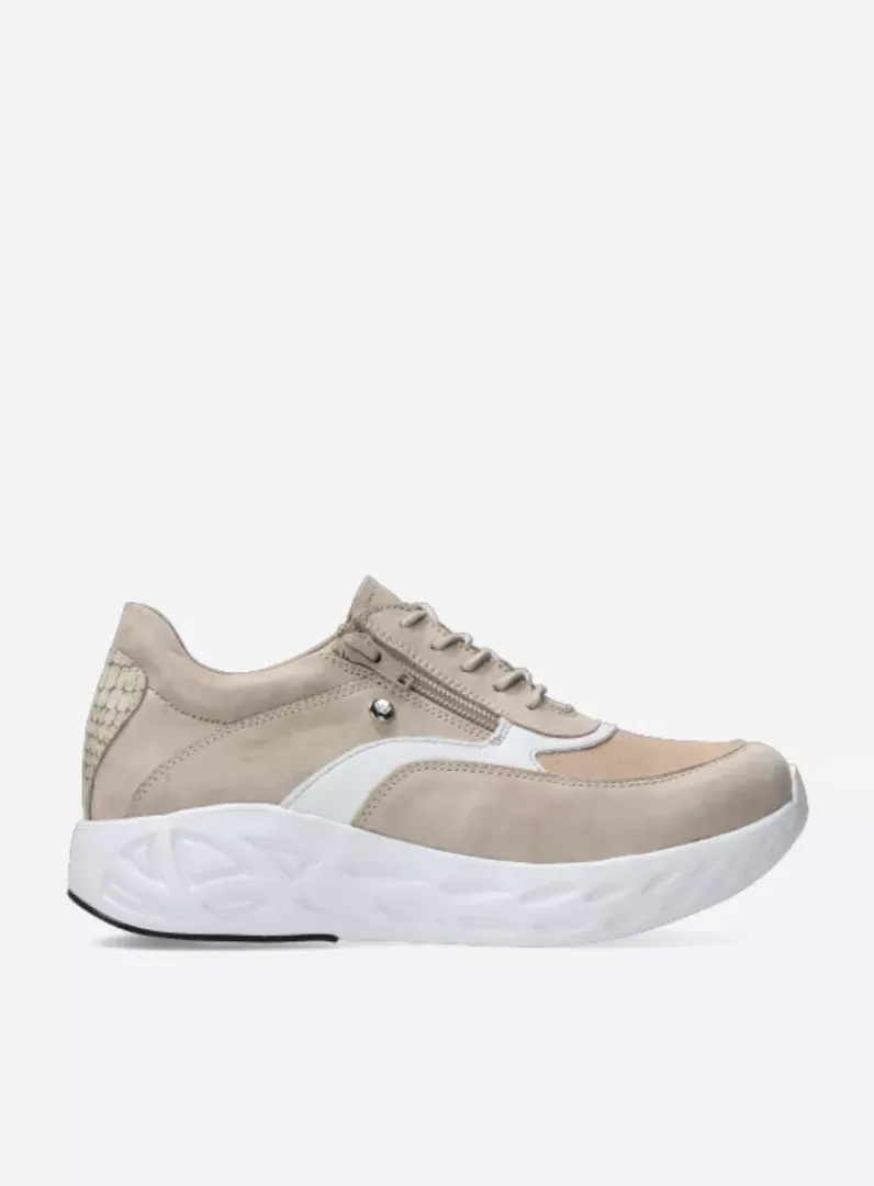 DAMES Wolky Lage Veterschoenen|Wandelschoenen<Vitality S2F - beige combi stretch leer