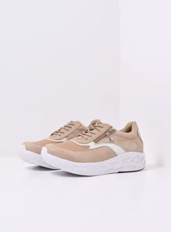 DAMES Wolky Lage Veterschoenen|Wandelschoenen<Vitality S2F - beige combi stretch leer