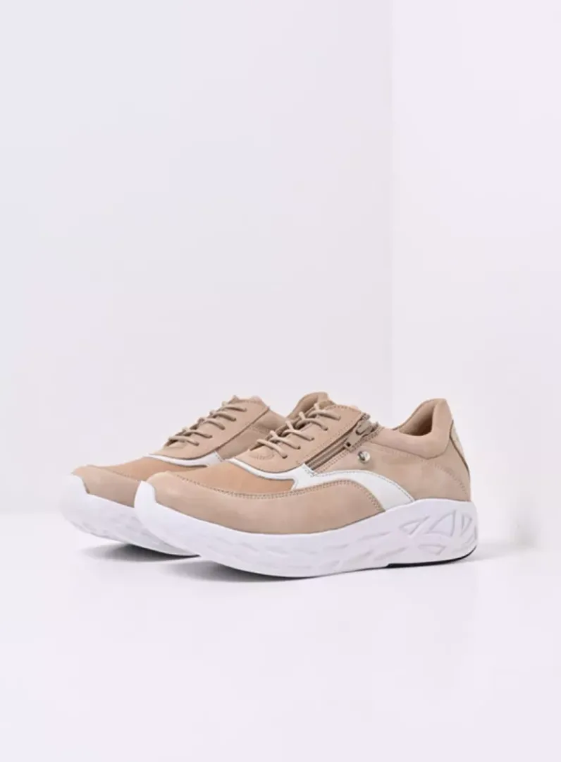 DAMES Wolky Lage Veterschoenen|Wandelschoenen<Vitality S2F - beige combi stretch leer
