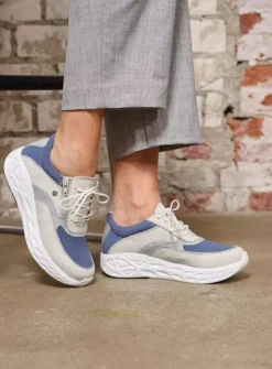 DAMES Wolky Lage Veterschoenen|Wandelschoenen<Vitality S2F - gebroken wit/jeans combi stretch leer