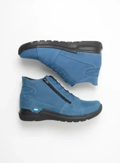 DAMES Wolky Hoge Veterschoenen|Wandelschoenen<Why - atlantisch blauw nubuck