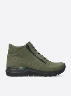 DAMES Wolky Hoge Veterschoenen|Wandelschoenen<Why - pesto groen nubuck