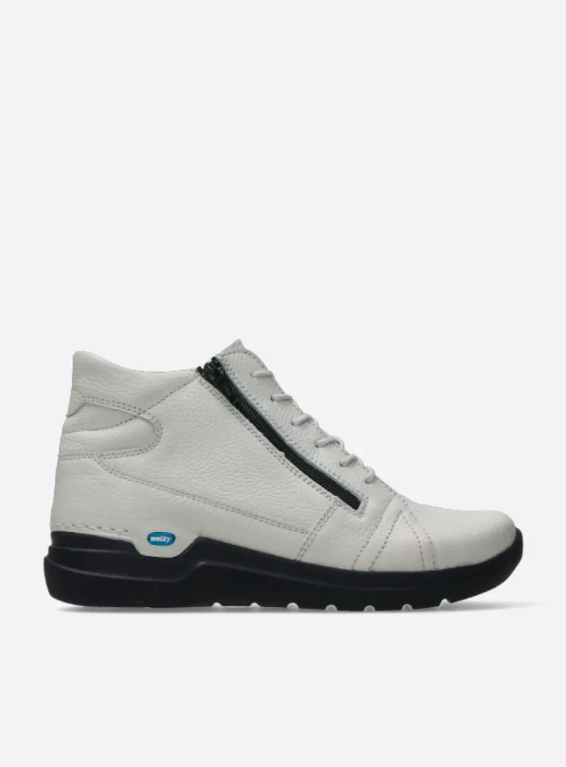 DAMES Wolky Hoge Veterschoenen|Wandelschoenen<Why - wit leer