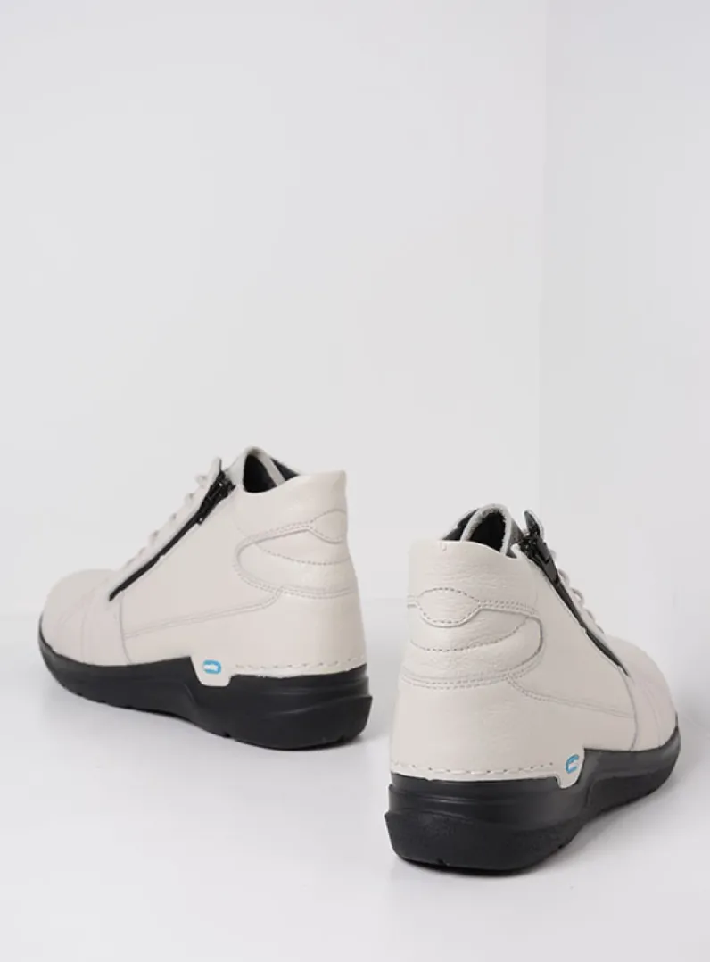 DAMES Wolky Hoge Veterschoenen|Wandelschoenen<Why - wit leer