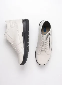 DAMES Wolky Hoge Veterschoenen|Wandelschoenen<Why - wit leer