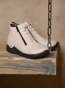 DAMES Wolky Hoge Veterschoenen|Wandelschoenen<Why - wit leer