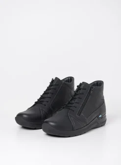 DAMES Wolky Wandelschoenen|Hoge Veterschoenen<Why - zwart leer