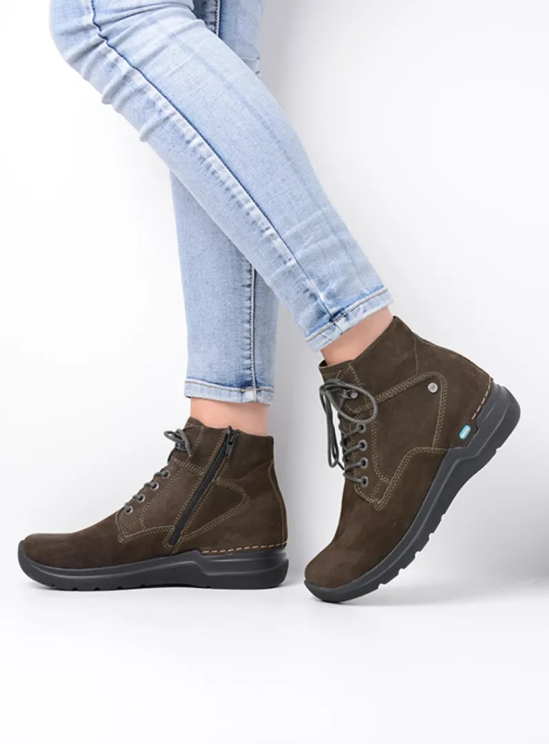 DAMES Wolky Hoge Veterschoenen|Wandelschoenen<Whynot - cactus nubuck