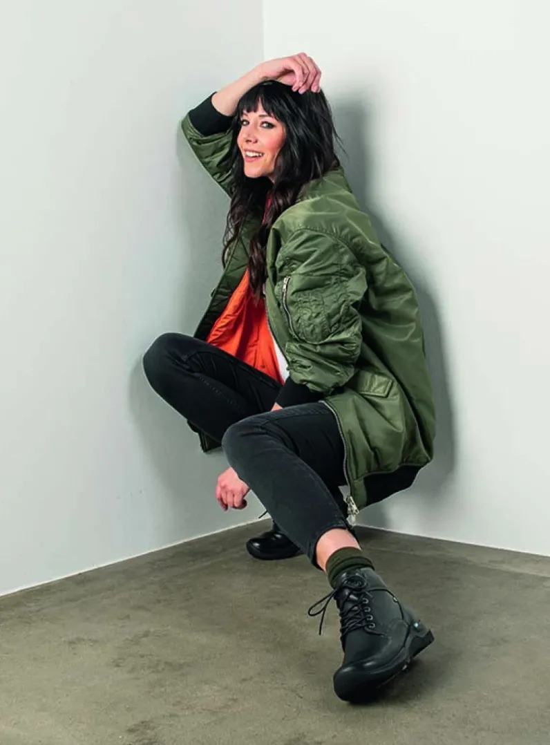 DAMES Wolky Hoge Veterschoenen|Wandelschoenen<Whynot - zwart leer