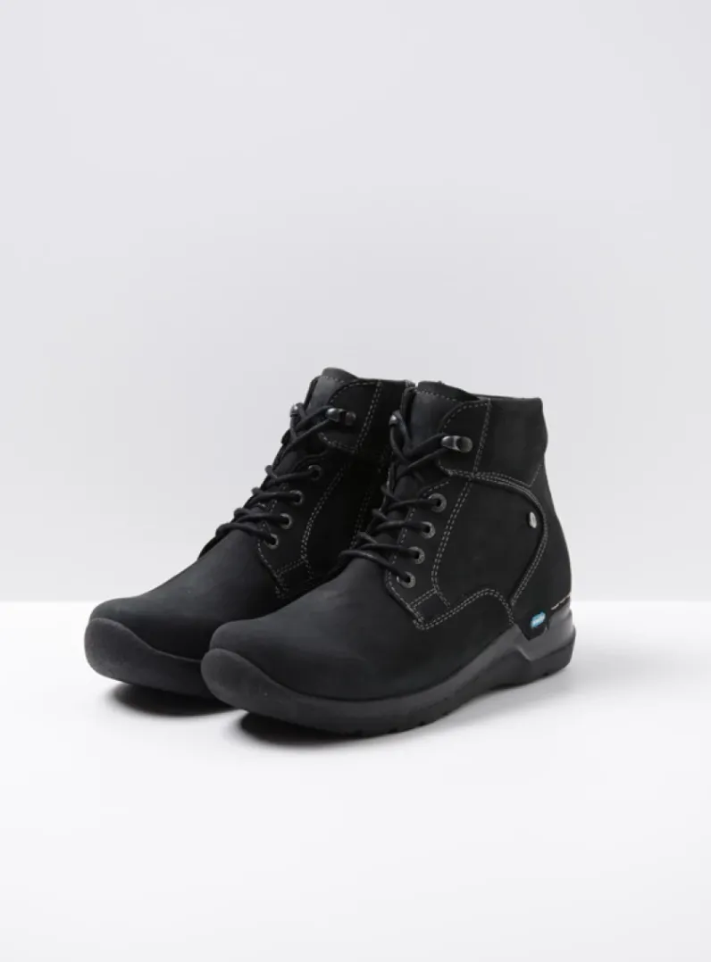 DAMES Wolky Hoge Veterschoenen|Wandelschoenen<Whynot - zwart nubuck